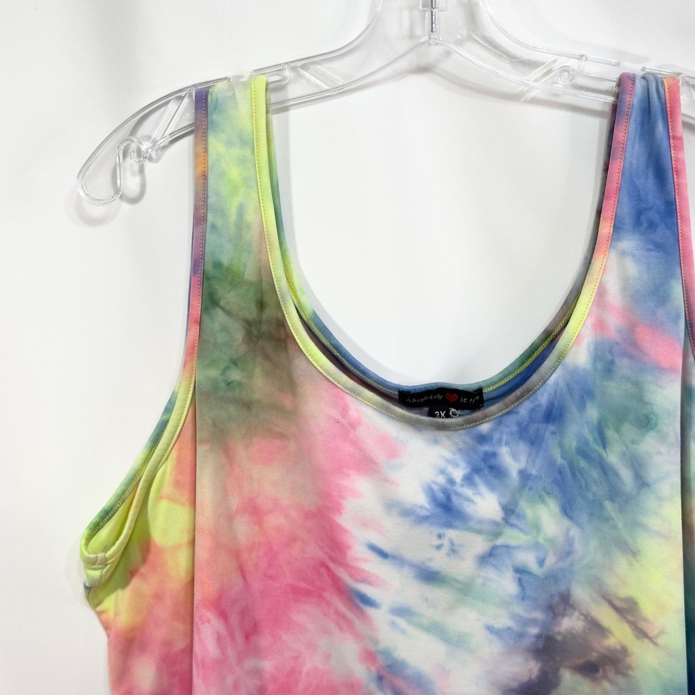 Absolutely‎ It Plus Size 3X Tie Dye Tank Top Sleeveless Casual Cropped 1546 - Picture 5 of 7